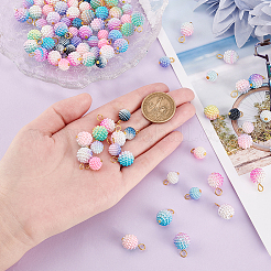 模造真珠アクリルチャーム  鉄パーツ  ウンド  ミックスカラー  14~18mm  穴：2.5~3.5mm  100個/セット&nbsp;PALLOY-AB00229