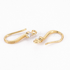 Brass Micro Pave Clear Cubic Zirconia Earring Hooks&nbsp;ZIRC-S068-007-NF