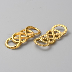 合金フィリグリー透かしコネクター  連動する無限  ゴールドカラー  32.5x12.5x2.5mm&nbsp;FIND-WH0156-55AG