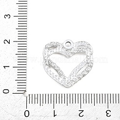 合金ラインストーンペンダント  ダブルハートチャーム  プラチナ  19x19.5x2.5mm  穴：1.8mm&nbsp;LS-RB-CBA332B-04B-P