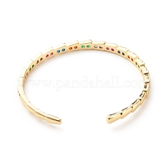 Colorful Cubic Zirconia Open Cuff Bangle&nbsp;BJEW-B054-18G
