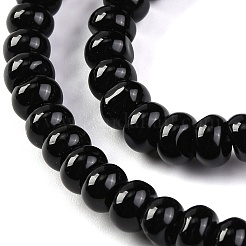 天然黒瑪瑙（染色・加熱）ビーズ連売り  ロンデル  6.5x4mm  穴：1mm  約95個/連  15.75''（40センチメートル）&nbsp;G-G177-F01-04