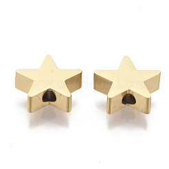 304ステンレススチールビーズ  スター  ゴールドカラー  9x10x3mm  穴：2mm&nbsp;STAS-S079-184B-G