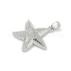 真鍮製マイクロパヴェキュービックジルコニアペンダント  ヒトデ  プラチナ  22x20x5.8mm  穴：2.8x5mm&nbsp;KK-Z134-18P-01