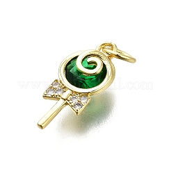 Brass Micro Pave Cubic Zirconia Pendants&nbsp;KK-K400-42G-04