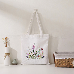 Flower Pattern DIY Canvas Women's Shoulder Bag Making Kits&nbsp;DIY-WH0349-356A