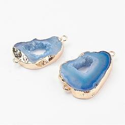 Electroplate Natural Druzy Geode Quartz Crystal Links connectors&nbsp;G-K189-04