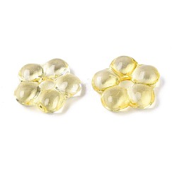 手作りランプワークビーズ  大穴ビーズ  花  ライトゴールデンロッドイエロー  23~24x24~25x7~7.5mm  穴：4.5~6mm&nbsp;LAMP-N035-01L
