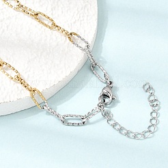 4MM Two Tone 304 Stainless Steel Textured Paperclip Chain Necklaces for Man and Women&nbsp;SA-CBAB767-09GP