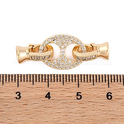 真鍮製の舗装クリアキュービックジルコニアが留め金の上に折りたたまれています  カドミウムフリー＆ニッケルフリー＆鉛フリー  オーバル  18KGP本金メッキ  33mm  穴：4mm&nbsp;KK-Z066-01G