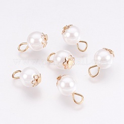 模造パールのチャーム  鉄パーツ  ラウンド  ライトゴールド  13x8mm  穴：2.5x3mm&nbsp;IFIN-K038-03LG