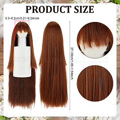 ファイバーウィッグキャップ  人形の髪  ココナッツブラウン  370~390mm&nbsp;AJEW-WH0696-224A