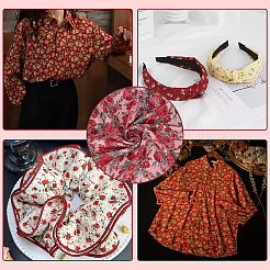 ポリエステル織物  服装アクセサリー  ローズ模様  暗赤色  1000x1400x0.5mm&nbsp;DIY-WH0783-015