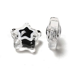エナメルビーズ付きガラス  スター  ブラック  12~13x12~13x6~6.5mm  穴：0.9~1.2mm&nbsp;LAMP-M011-01C