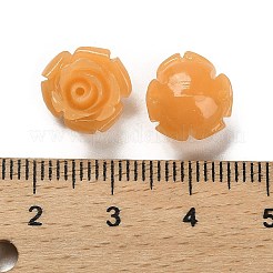合成サンゴ刻まれたビーズ  染め  花  ダークオレンジ  11.5x11.5x8.5mm  穴：1.2mm&nbsp;CORA-H003-01A-01