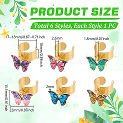 6Pcs 304 Stainless Steel Open Cuff Finger Rings&nbsp;RJEW-UN00026