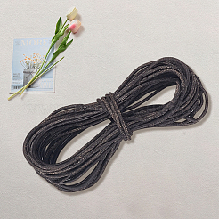 5m DIY つや消し牛革コード  洋服アクセサリー  ラウンド  ブラック  1.5mm  約5.47ヤード（5m）/セット&nbsp;OCOR-GF0004-97A-01