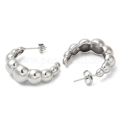 変色しない304ステンレススチールの三日月スタッドピアス  ハーフフープピアス  ステンレス鋼色  27x8.5mm&nbsp;EJEW-B026-18P