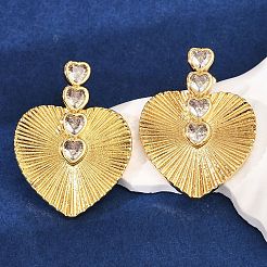 Brass Micro Pave Clear Cubic Zirconia Stud Earrings&nbsp;KK-U058-61G