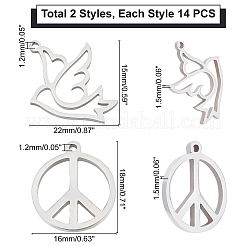28Pcs 2Style 201 Stainless Steel Pendants&nbsp;STAS-UN0035-30