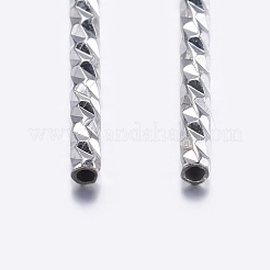 真鍮製チューブビーズ  チューブ  多面カット  プラチナ  14.5x1.5mm  穴：0.5mm&nbsp;KK-K197-A-35P