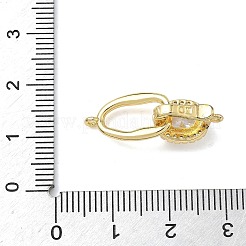 Oval Brass Micro Pave Clear Cubic Zirconia Fold Over Clasps&nbsp;KK-Z143-17G