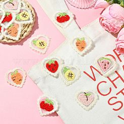 30個 6スタイル ハート型コンピューター刺繍布 アイロン接着/縫い付けパッチ  マスクと衣装のアクセサリー  アップリケ  ミックスカラー  40~42x40~41x2mm  5個/スタイル&nbsp;DIY-CJ0003-17