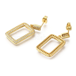 Brass Pave Clear Cubic Zirconia Stud Earrings&nbsp;EJEW-M088-07G