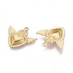 304 Stainless Steel Heart with Wings Pendants&nbsp;STAS-T067-27G