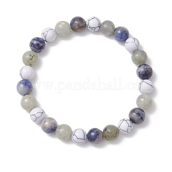 Synthetic Howlite & Natural Sodalite & Labradorite Beads Bracelets for Women&nbsp;BJEW-JB12829
