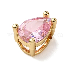 Teardrop Brass Micro Pave Cubic Zirconia Slide Charms&nbsp;KK-C119-16G-03