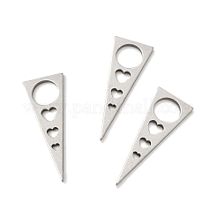 変色しない201ステンレススチールペンダント  心のある三角形  ステンレス鋼色  22x8x1mm  穴：5mm&nbsp;STAS-A066-11P