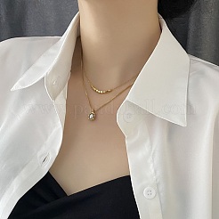 2個2スタイルプラスチックオーバル&304ステンレススチールナゲットペンダントネックレスセット  女性のための積み重ね可能なネックレス  ゴールドカラー  14.76~16.61インチ（37.5~42.2cm）  1個/スタイル&nbsp;NJEW-K257-08G