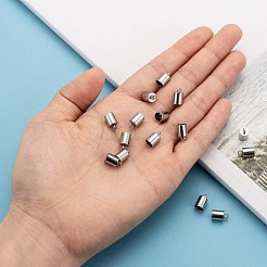 変色しにくい304ステンレススチールコードエンド  エンドキャップ  ステンレス鋼色  10x6mm  穴：2mm  内径：5mm&nbsp;X-STAS-M250-06