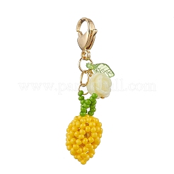 Handmade Glass Seed Beads Mango Pendnat Decorations&nbsp;HJEW-MZ00348