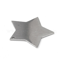 変色しにくい304ステンレススチールペンダント  両面ドローベンチ  ブラシ仕上げのスタンプ付き空白タグ  スター  ステンレス鋼色  26.5x28x1mm  穴：1.6mm&nbsp;STAS-F271-04E-P