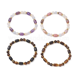 Natural Gemstone Round & Barrel Beads Stretch Bracelets for Women Men&nbsp;BJEW-JB13478