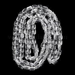 透明ガラスビーズ連売り  正方形  多面カット  透明  5.5~6x6x4~4.5mm  穴：1mm  約100個/連  22.44~22.56（57~57.3センチメートル）&nbsp;GLAA-L050-A18