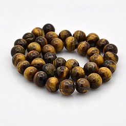 天然石タイガーアイラウンドビーズ連売り  10mm  穴：1mm  約36~38個/連  15インチ&nbsp;G-N0120-14-10mm