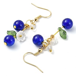 304 Stainless Steel Glass Blueberry Dangle Earrings&nbsp;EJEW-JE06251-02