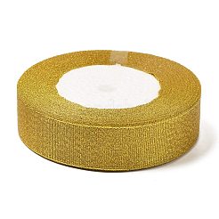 グリッターメタリックリボン  ラメリボン  オーガンジーの弓のためのDIYの材料  リバーシブル  ゴールデンロッド  1インチ（25mm）  25ヤード/ロール（22.86メートル/ロール）  5のロール/セット&nbsp;ORIB-25mm-G