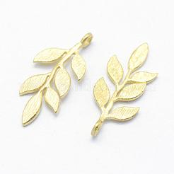 真鍮チャーム  鉛フリー＆カドミウムフリー＆ニッケルフリー  葉  生（メッキなし）  24x10x1mm  穴：1.5mm&nbsp;KK-F721-077C-RS