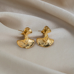 Fan-Shaped Textured 304 Stainless Steel Stud Earrings for Women&nbsp;UH9898