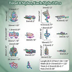 16個8スタイルメッキ合金ペンダント  カドミウムフリー＆鉛フリー  宗教  スネーク＆ドラマ仮面＆ファラオ  虹色  22.5~39x14~31x2~8mm  穴：1.8~2.5mm  2個/スタイル&nbsp;FIND-CA0005-90