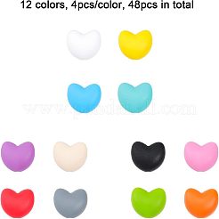 48Pcs 12 Colors Food Grade Eco-Friendly Silicone Focal Beads&nbsp;SIL-CA0001-43
