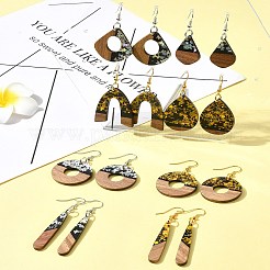 DIY Opaque Resin & Walnut Wood Earring Making Kits&nbsp;DIY-FS0007-84