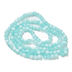 クラックガラスビーズ  ロンデル  シアン  6mm&nbsp;X1-GLAA-U001-6mm-02