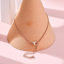 調節可能なラックメッキ真鍮カーブチェーンブレスレット女性用  カドミウムフリー＆鉛フリー  901ステンレススチール留め具  長持ちメッキ  ローズゴールド  6-3/4インチ（17cm）&nbsp;BJEW-G735-18RG