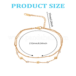1Pc Daisy 304 Stainless Steel Multi Layer Anklets&nbsp;AJEW-LP0007-22