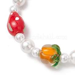 Handmade Lampwork Fruits & Shell Pearl Beaded Bracelets for Women&nbsp;BJEW-TA00650